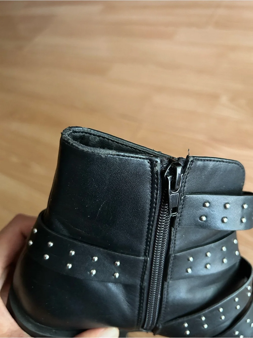 Forever 21 Black Metal Studded Low Top Boots Size 7